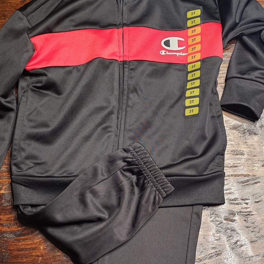 Champion Black Tracksuit with Red Accent